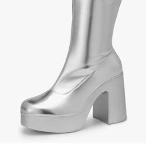 Silver Go Go Platform Boots 6.5